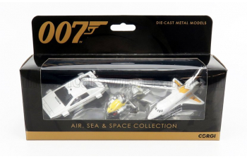 LOTUS Set 007 James Bond - Esprit (1977) - The Spy Who Loved Me - La Spia Che Mi Amava - Gyrocopter - Little Nellie 1967 - Helicopter You Only Live Twice - Space Shuttle - Moonraker, White Yellow