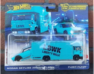 NISSAN Skyline 2000 Gt-r Lbwk + TRUCK Fleet Flyer Car Transporter (1970), Light Blue