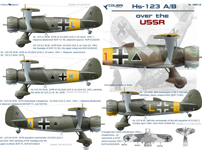 Декаль для Hs-123 over the USSR