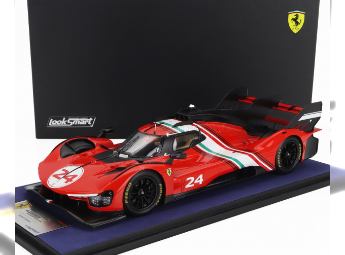 FERRARI 499p 3.0l Turbo V6 №24 Modificata Launch Version (2024) - Con Vetrina - With Showcase, Red White Black