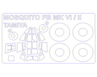 Набор масок окрасочных De Havilland Mosquito FB Mk.VI/NF Mk. II / WB Mosquito NF (Mk XIII/XVII) + маски на диски и колеса