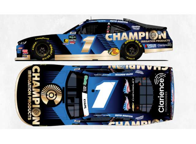 Chevrolet #1 Carson Kvapil *Champion Irrigation*, blue 2026