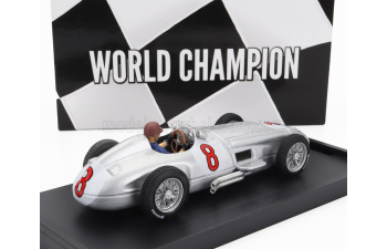 MERCEDES-BENZ F1 W196 №8 World Champion Winner Dutch Gp (1955) Juan Manuel Fangio - With Driver Figure, Silver
