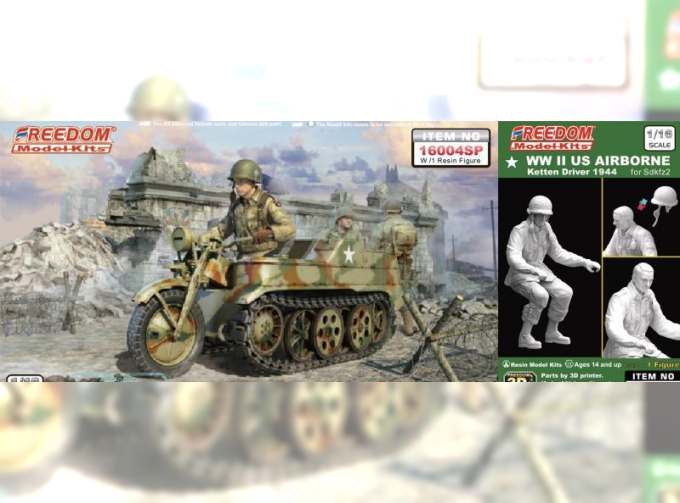 Сборная модель German Sd.Kfz.2 Kettenkraftrad +US AIRBORNE Ketten Driver set ketten: пластиковые наборы фигурок