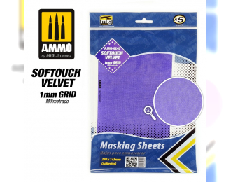 Softouch Velvet Masking Sheets 1mm Grid (x5 sheets, 290mm x 145mm, adhesive)