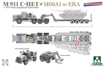 Сборная модель Oshkosh M911 C-HET w/ M747 Heavy Equipment Semi-Trailer + M60A1 w/ ERA Limited Edition