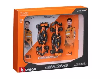 Набор из двух моделей McLAREN Set F1 2x Mcl38 Team Mclaren №4 Winner Miami Gp 2024 First F1 Victory Lando Norris + №81 Oscar Piastri, Orange Black