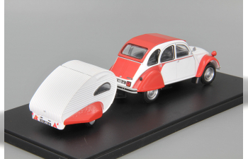 CITROEN 2CV Dolly et sa caravane Ailette, white / red