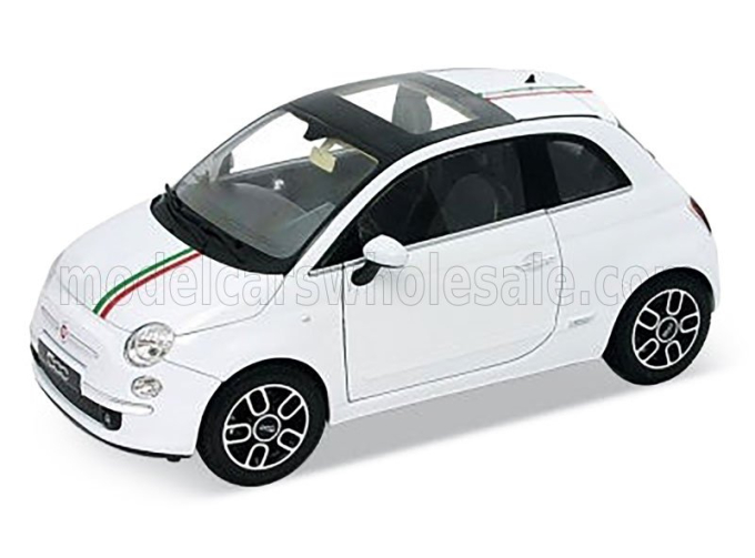 FIAT 500 BONNET ITALY STRIPES (2007), white 