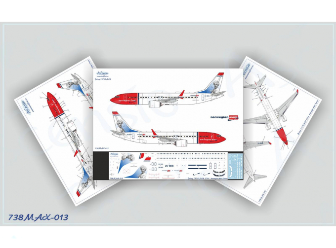 Декаль на самолет Boeing 737-8 MAX Norwegian (Mark Twain)