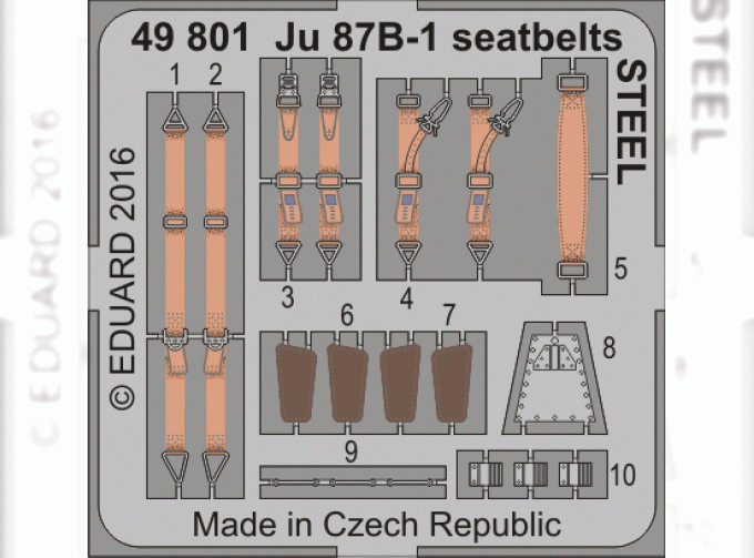 Фототравление Ju 87B-1 ремни СТАЛЬ