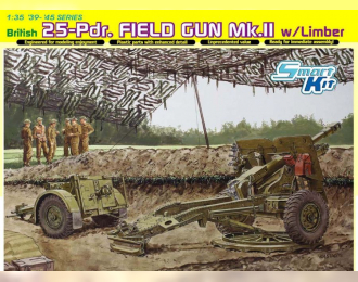 Сборная модель Английская полевая пушка 25pdr Field Gun Mk.II with Limber