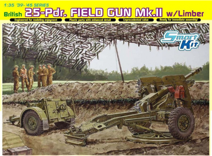 Сборная модель Английская полевая пушка 25pdr Field Gun Mk.II with Limber