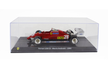 FERRARI F1 126 C2 №28 Season (1982) Mario Andretti - Con Vetrina - With Showcase, Red