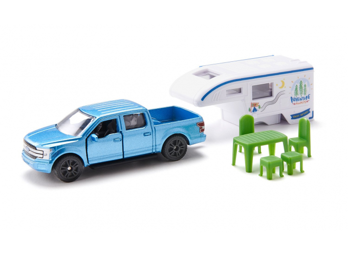 FORD F-150 Pick Up Camper, blue / white