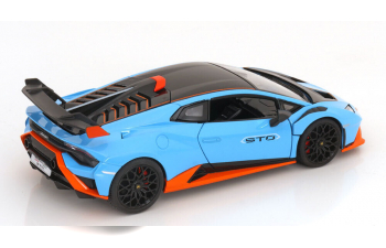 LAMBORGHINI Huracan STO (2023), light blue/ orange black