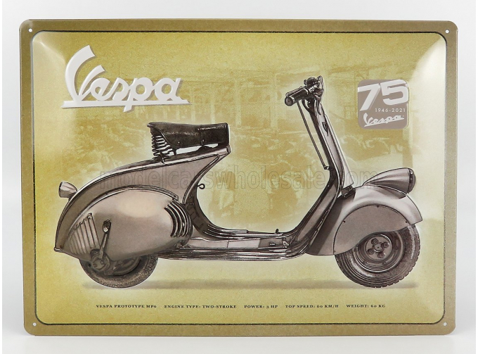 ACCESSORIES 3d Metal Plate - Vespa Limited Edition, Beige Grey