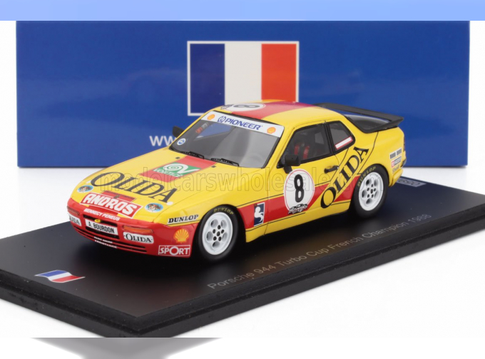 PORSCHE 944 Turbo №8 Cup Champion France (1988) Andre Bourdon, Yellow Red