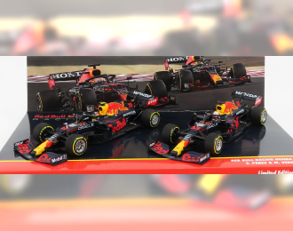 RED BULL Set F1 2x F1 Rb16b Honda Ra620h Team Aston Martin №33 Max Verstappen (2021) World Champion + №11 (2021) Sergio Perez, Matt Blue Yellow Red