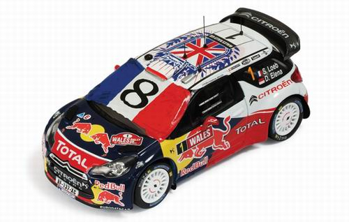 CITROEN DS3 WRC №1 Wales Rally GB World Champion (French flag) (Sebastian Loeb - Daniel Elena), белый с синим