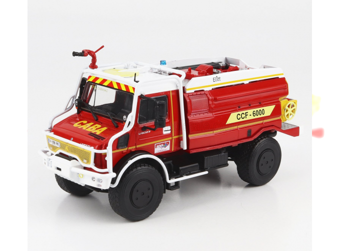 MERCEDES BENZ Unimog U5023 Tanker Truck Elitt Sapeurs Pompiers France 2008, Red White Yellow