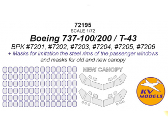 Boeing 737-100/200 / T-43 (BPK #7201, #7202, #7203, #7204, #7205, #7206) - (маски для старого и нового остекления)