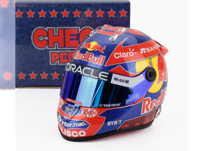 BELL HELMET Casco Helmet F1 Sergio Perez Team Oracle Red Bull Racing №11 Mexico Gp (2024), Red Blue Yellow