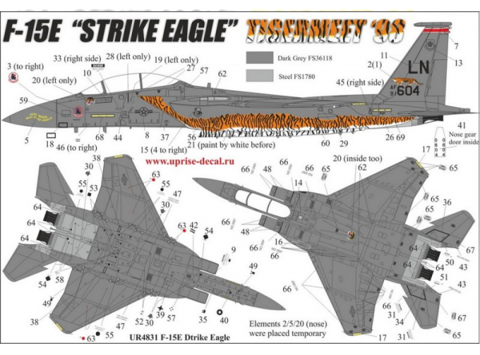 Декаль F-15E Strike Eagle Tigermeet'98, with stencils