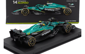 ASTON MARTIN F1 Amr25 Team Aramco Cognizant №14 Season (2025) Fernando Alonso - With Pilot And Showcase, Green Black