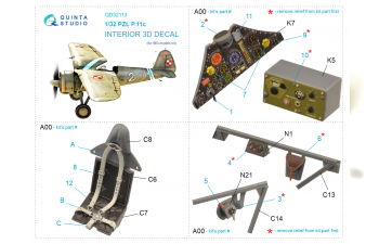 Декаль интерьера кабины PZL P.11c (IBG model)