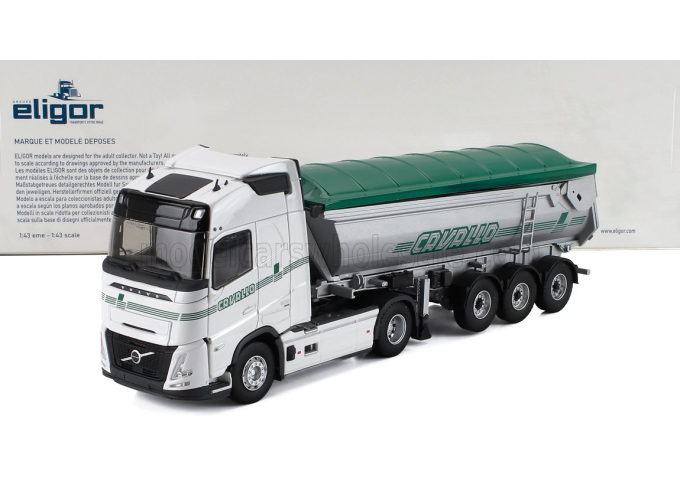 VOLVO Fh 500 Aero Truck Cassone Ribaltabile Cavallo Transports (2024), White Silver