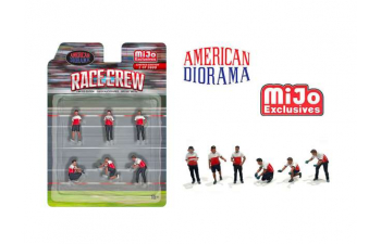 FIGURES Set 6x Man Race Crew, White Red Blue