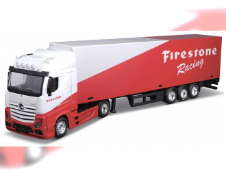 MERCEDES-BENZ Actros Gigaspace седельный тягач с полуприцепом Firestone Racing белый с красным