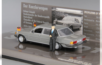 MERCEDES-BENZ 350 SEL W116 Bundeskanzler Helmut Schmidt with figurine (1972), grey