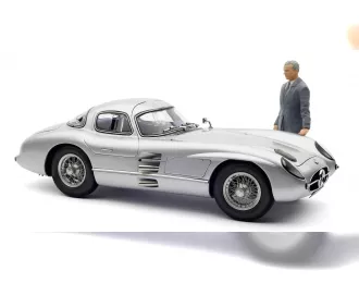 MERCEDES-BENZ 300 SLR Coupé с фигуркой (1955), серебристый