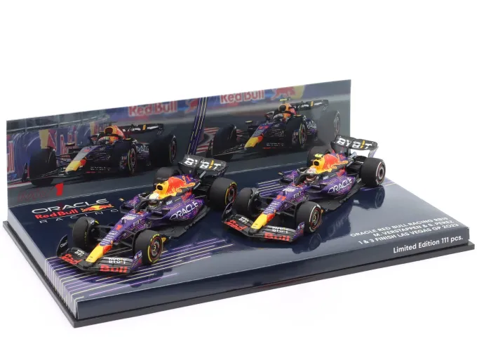 RED BULL Racing RB19 Winner and 3rd Las Vegas GP Formula 1 M. Verstappen №1, S. Perez №11 (2023)