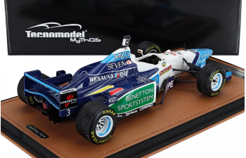 BENETTON F1 B196 Team Renault Mild Seven №3 Brazilian Gp Rain Tires (1996) Jean Alesi, White Light Blue Green