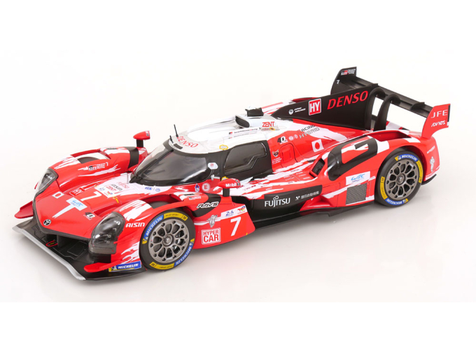 TOYOTA GR010 Hybrid #7 Mike Conway/Kamui Kobayashi/Nyck de Vries 5th 24h LeMans Toyota Gazoo Racing 40 years LeMans Toyota Retro Livery (2025), red/white 