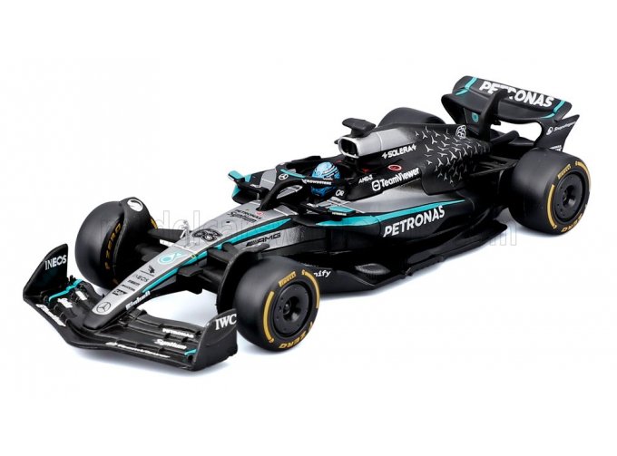 MERCEDES-BENZ GP F1 W16 Team Amg Petronas Motorsport №63 Season (2025) George Russell - With Pilot And Showcase, Black Silver Green