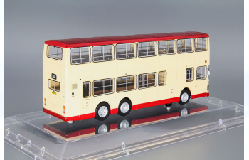 China motor bus, beige / red