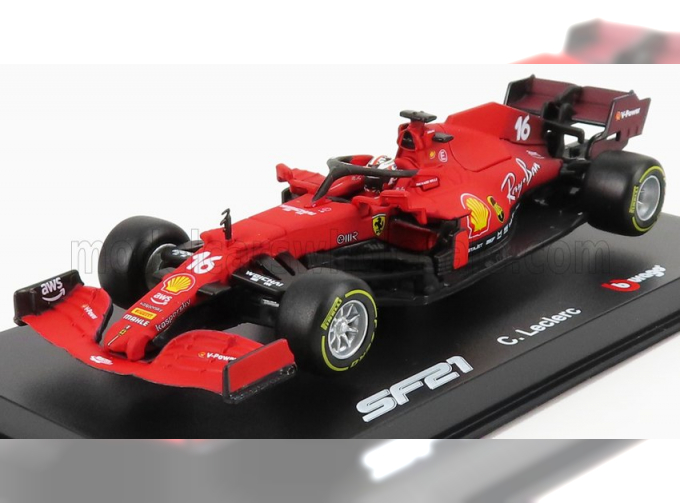 FERRARI F1 Sf21 Team Scuderia Ferrari Mission Winnow N 16 Season 2021 Charles Leclerc - Con Pilota E Vetrina - With Pilot And Showcase, Red