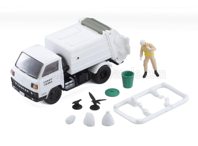MITSUBISHI Fuso Truck Trasporto E Raccolta Rifiuti 2-assi (2017) With Figure And Accessories, White