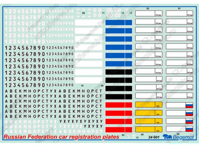 Декаль Автомобильные номера РФ