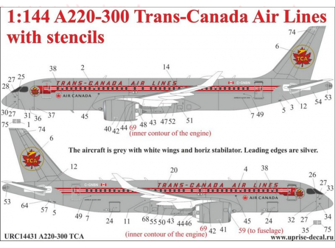 Декаль для A220-300 Trans Canada Air Lines Retro