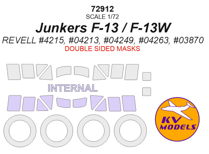 Окрасочная маска для Junkers F-13 / F-13W - (Двусторонние маски) + маски на диски и колеса