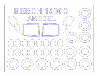 Набор масок окрасочных для остекления модели Beechcraft 1900С / С-12J Huron + маски на диски и колеса