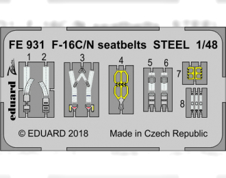 Фототравление для модели F-16C/ N seatbelts STEEL