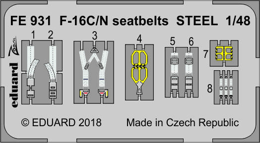 Фототравление для модели F-16C/ N seatbelts STEEL