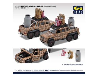 MERCEDES-BENZ G63 AMG 6X6 with Leopard Cat Family, brown-beige