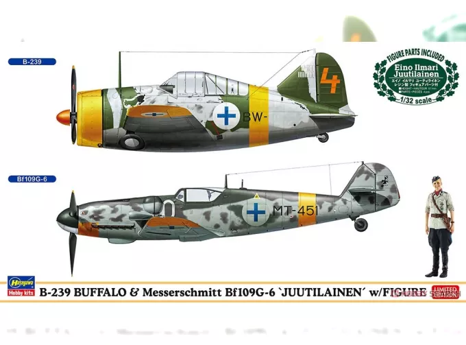 Сборная модель B-239 Buffalo & Messerschmitt BF109G-6 Juutilainen w/Figure